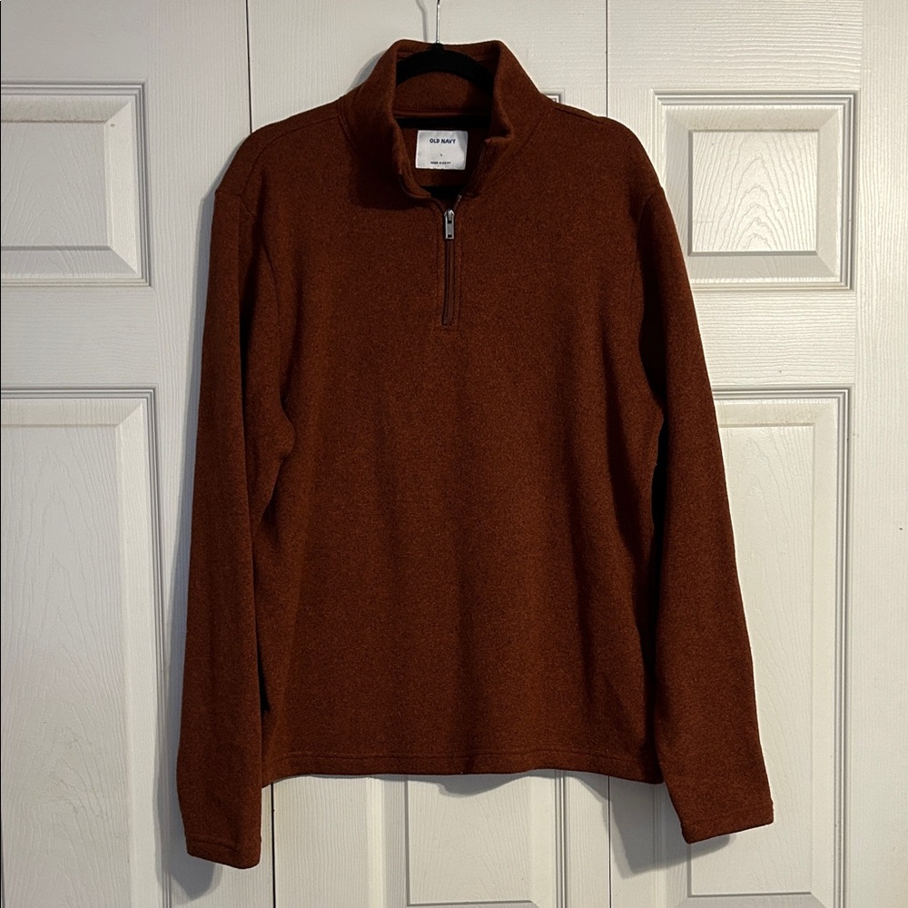 OLD NAVY Men's Size Large Copper Brown 1/4 Zip Sweatshirt Pullover Layering